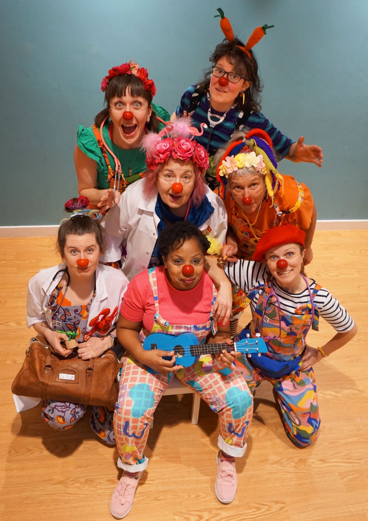 7 Clown Doctors in a group shot