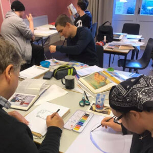Brave Art group doing watercolour painting
