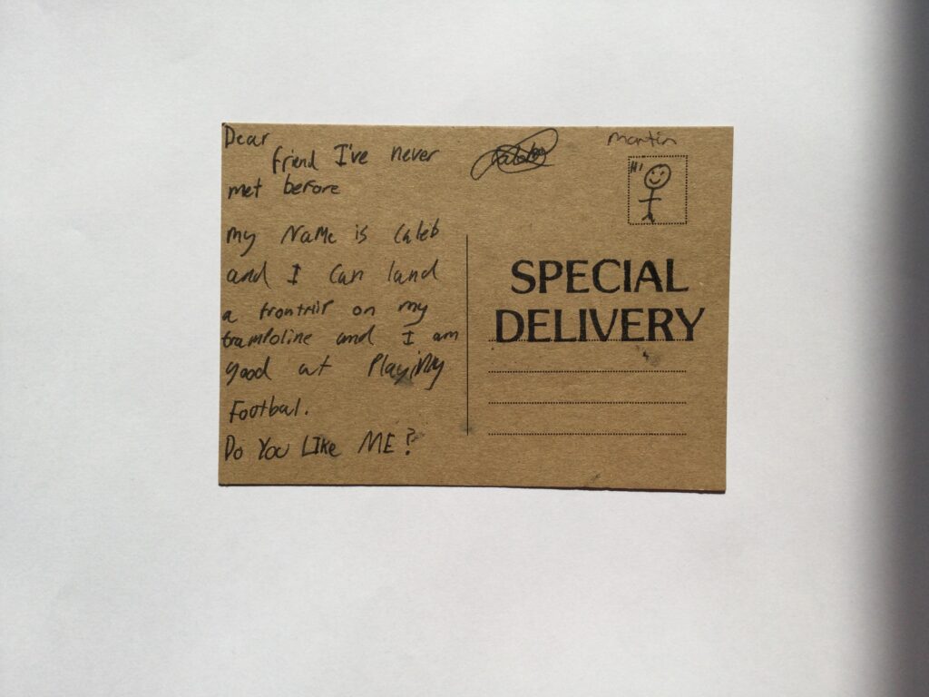 Back of Special Delivery postcard with message