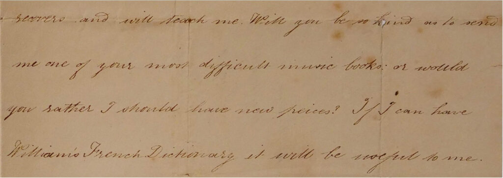 Image 18 An extract from Mary_s letter asking for difficult music pieces