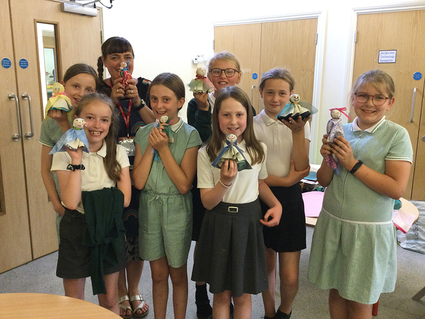 The children finally got to make their own lavendar hanky dolls