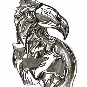 Anabel's parrot, black and white art print