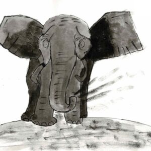 Jade's elephant - a black and white art print