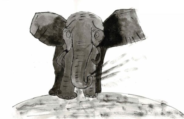 Jade's elephant - a black and white art print