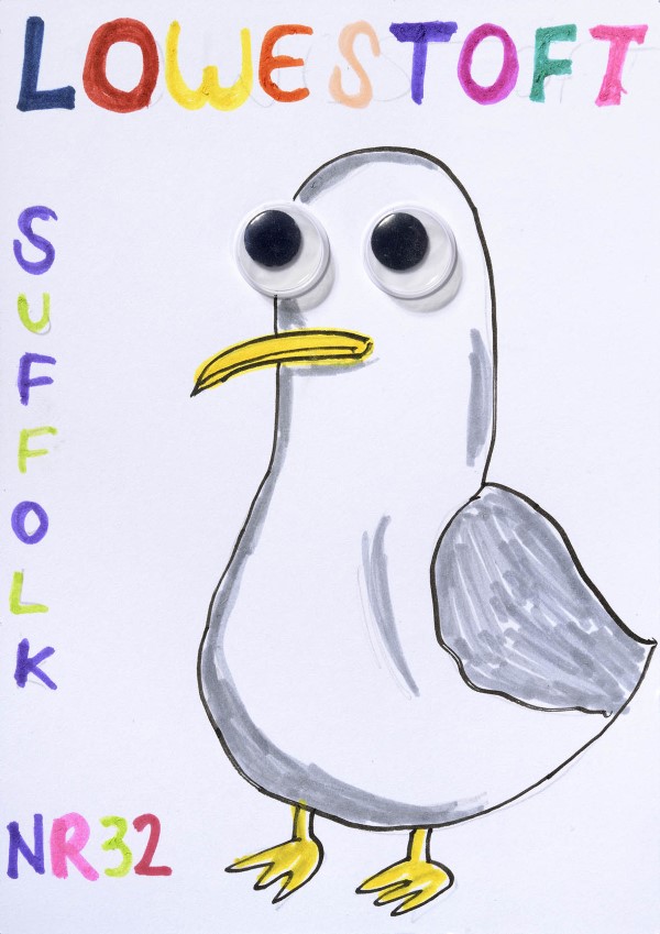 Postcard drawing of a Seagull