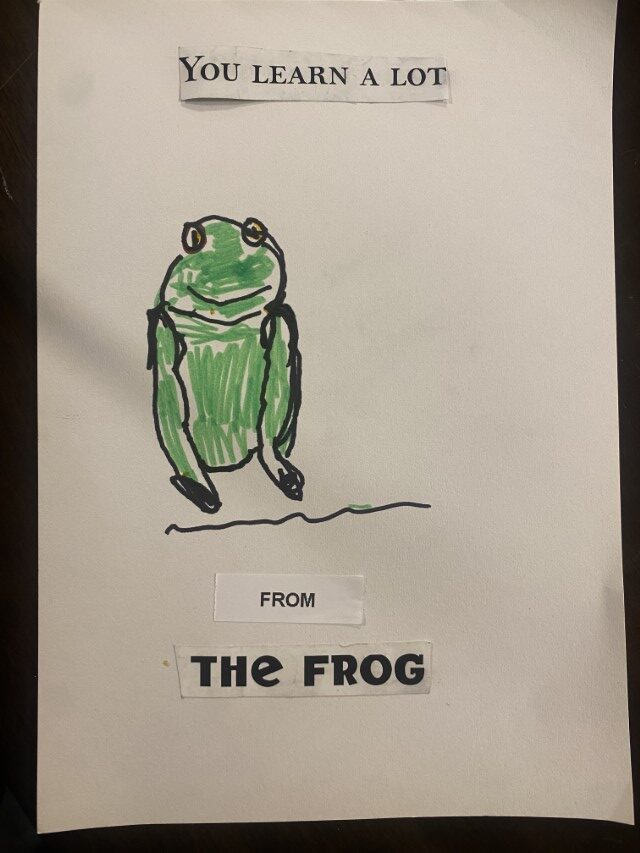 Brave Art, artwork of image of frog and word art, we can learn from the frog