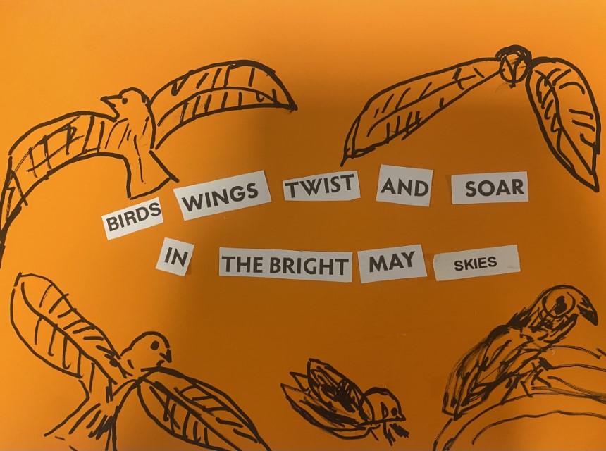 Brave Art, artwork, birds and word art, 'birds wings twist and soar in the night may skies'