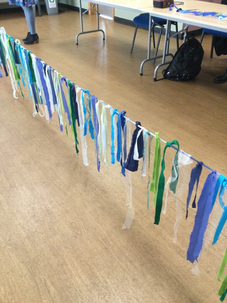 Another view of the bunting, long enough to stretch the entire length of the room