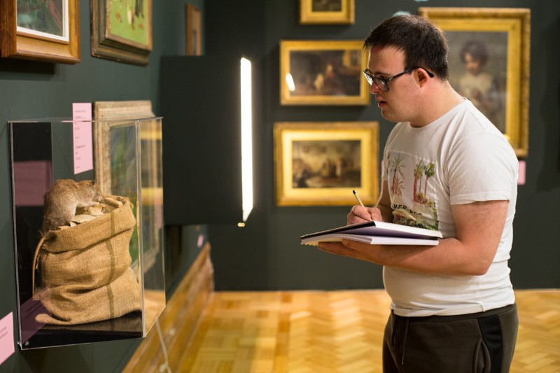 Brave Art student viewing Christchurch Mansion's collection