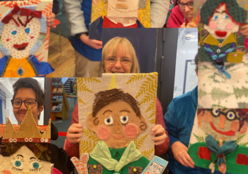 Compsote image of Brave Artists holding their portraits.