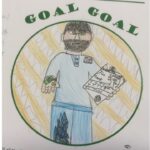 GOAL GOAL a drawing of a bearded man holding a magazine entitled The Hooter in one hand and in the other some cash