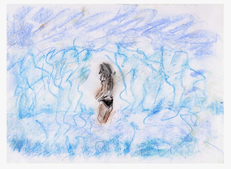 Paddler, pastel on paper, 30x40cm
