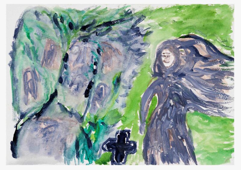 The Grey Lady of Bury St Edmunds, watercolour on paper, 21x30cm