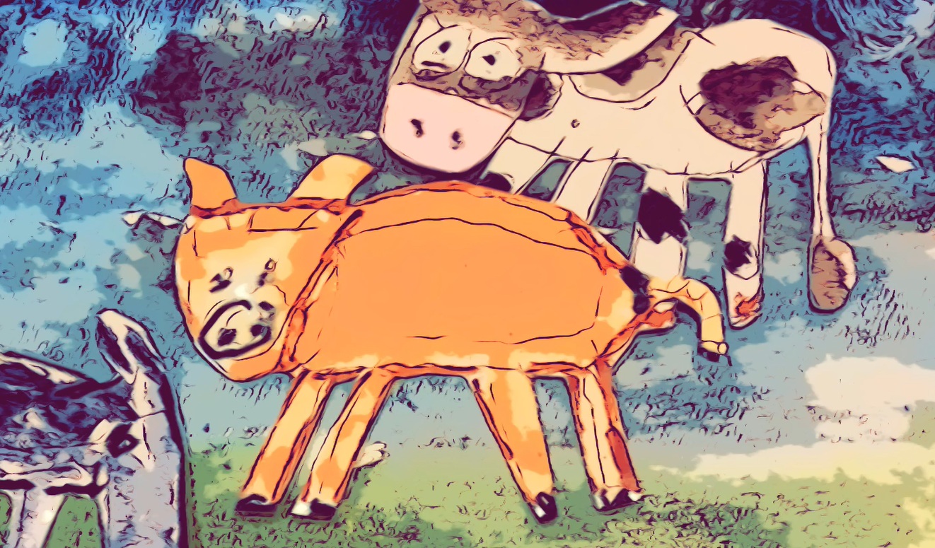 Cow and Moon, stop frame animation, 1 minute 12 seconds
