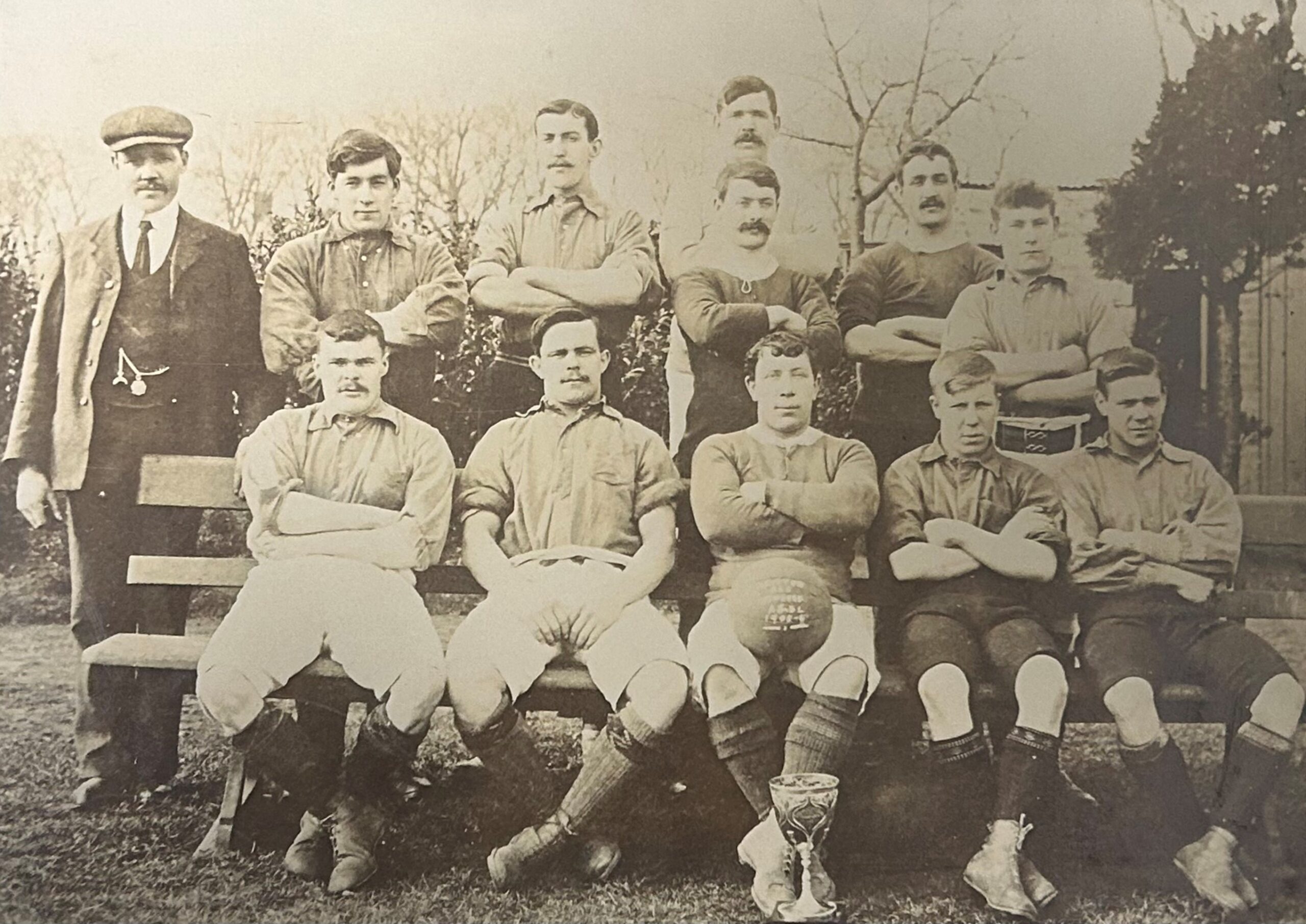 An old photograph of a Leiston Works football team