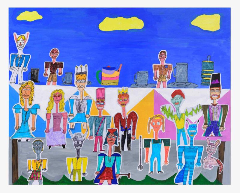 Alice in Wonderland, pen and collage on paper