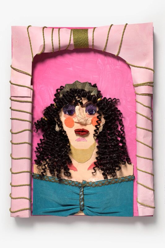 Princess, mixed media collage on board, 61x46x7cm