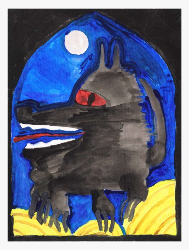 Black Shuck 1, paint on board, 40x30cm