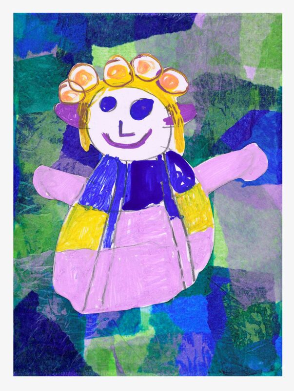 Mixed media collage on paper, 20x15cm