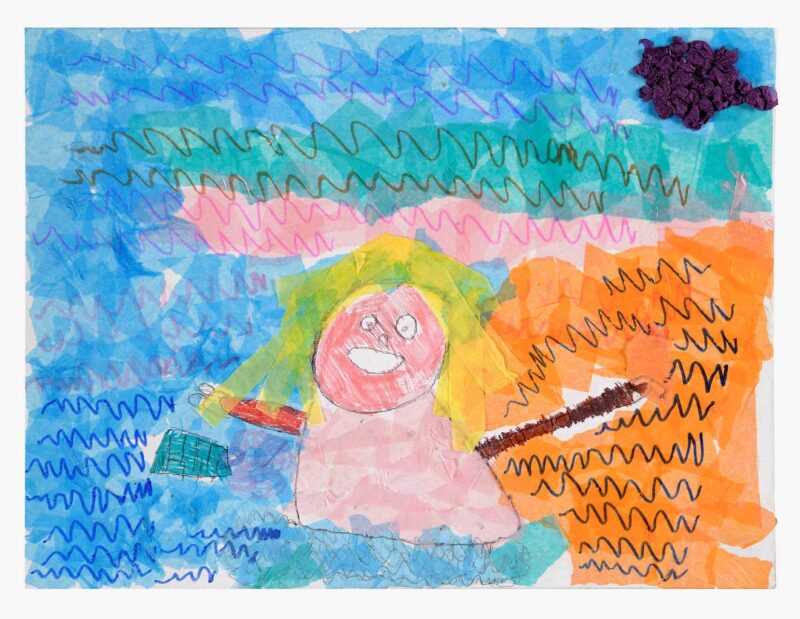 Happy Lady, collage on paper, 30x40cm