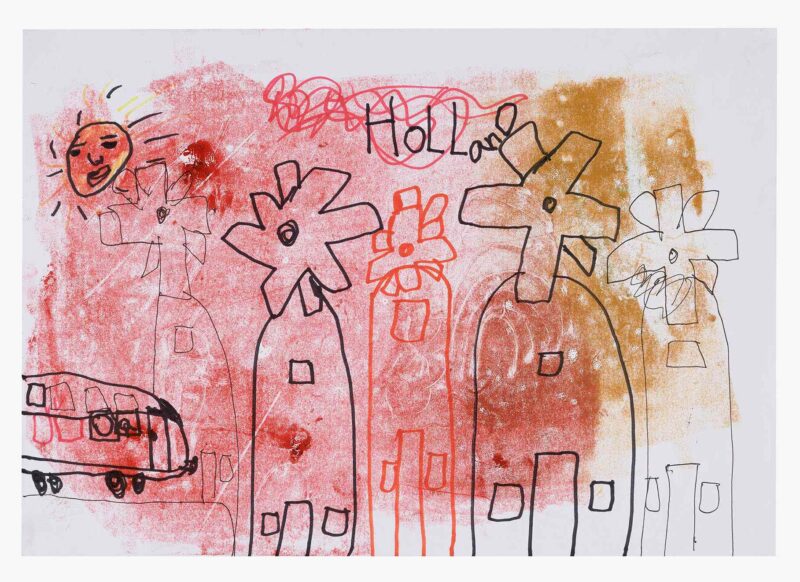 Holland, monoprint and pen on paper, 29x43cm