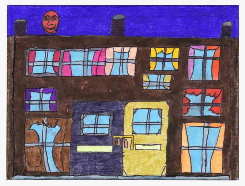Houses at night, pen on paper, 30x40cm