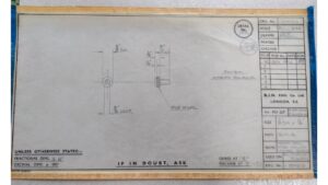 An old-fashioned transparency of an engineering drawing