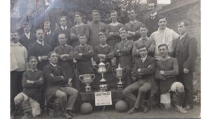 A monochrome photograph of Leiston Town Football Club dated 1912/13