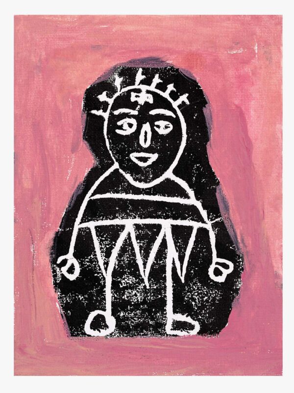 Kind Edmund, monoprint and paint on board, 15x20cm