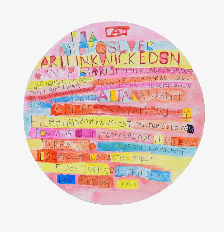 Letters, pen and watercolour on canvas