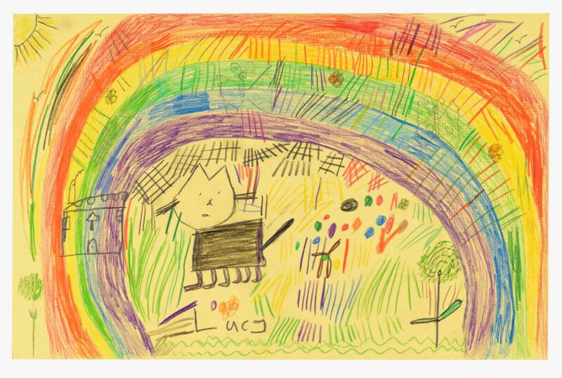 Lucy and the Rainbow, pencil on paper, 28x44cm