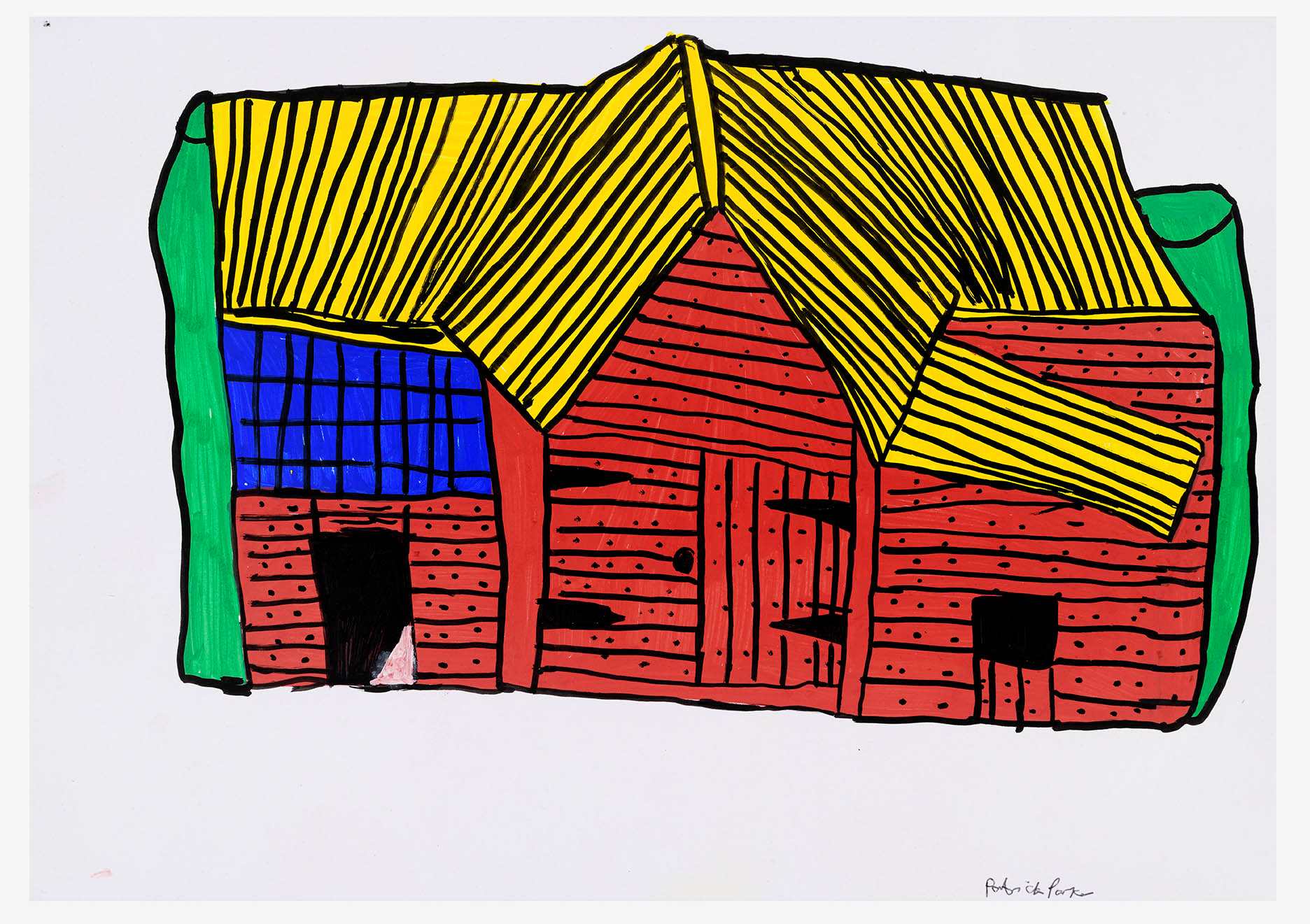 Patrick Parker, 'Red Barn' Illustration, paint and pen on paper, 21x30cm