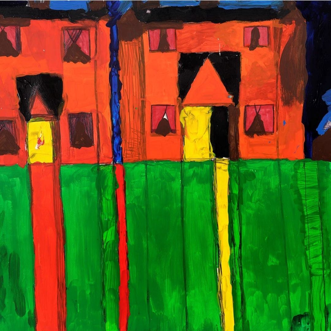 Steven Frost, 'Street at Night' paint and pencil on board. 30x42cm