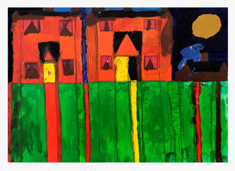 Street at Night, paint and pencil onboard, 30x42cm