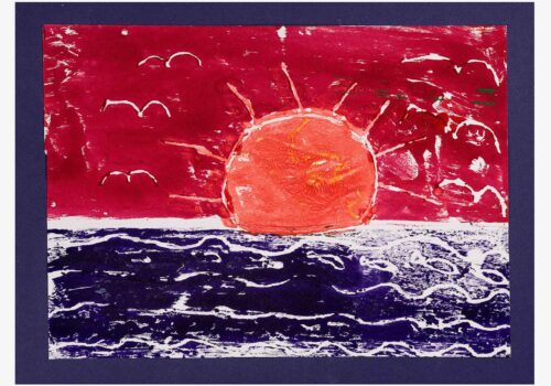 Sunrise, monoprint, 30x41cm