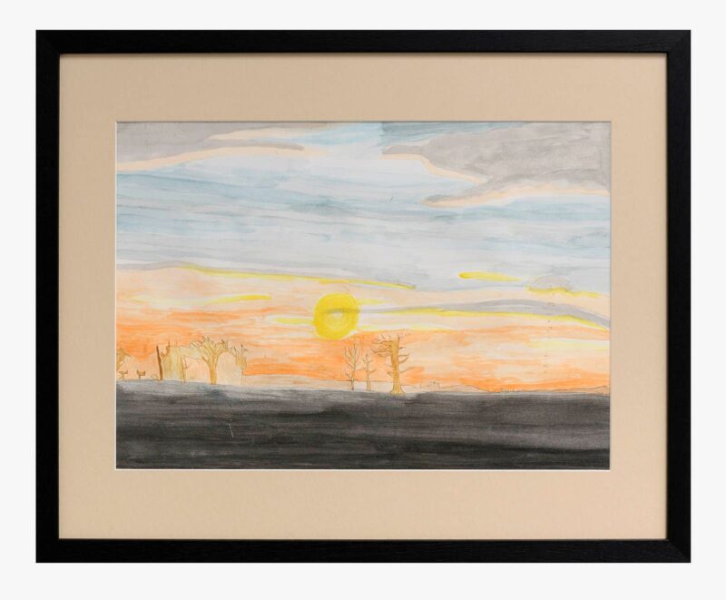 Sunset, watercolour on paper