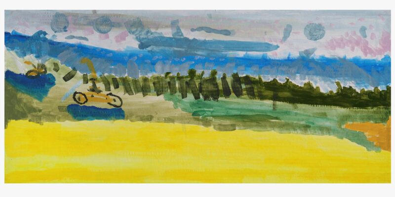 The Hay Wain, watercolour on board, 33x75cm