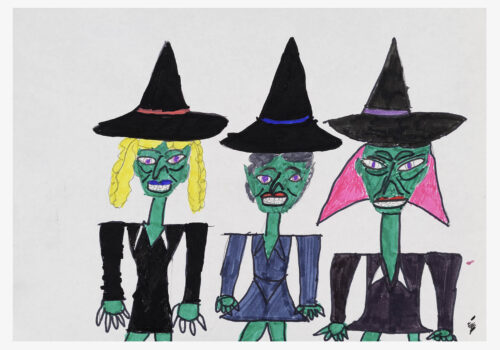The Witches, pen on paper, 26x36cm