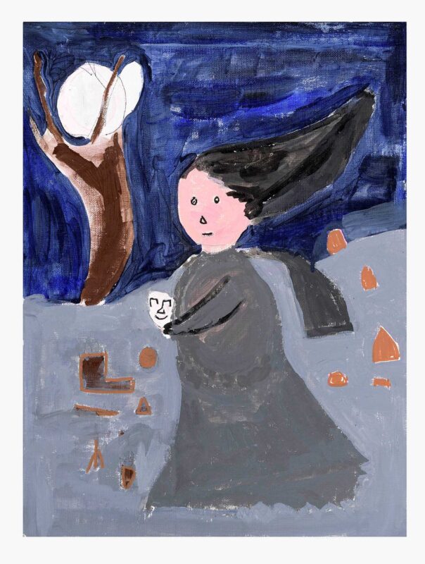 Witch in the Graveyard, paint on paper, 40x30cm