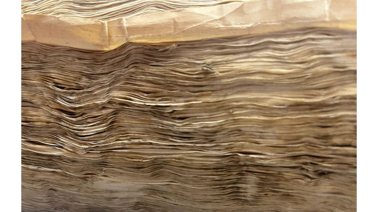 Layers of thin tissue paper