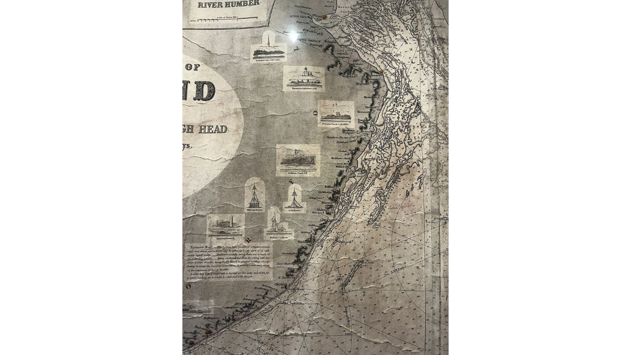 Detail of a much large maritime map showing the coast of East Anglia