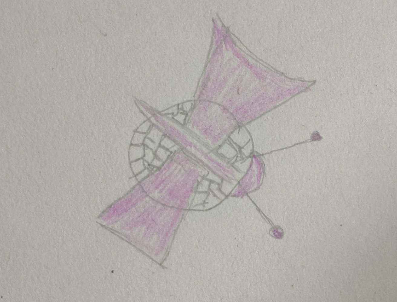 A pencil and pink drawing of a butterfly