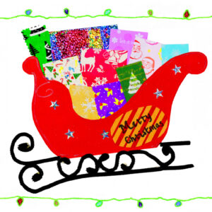 Santa's sledge filled with presents