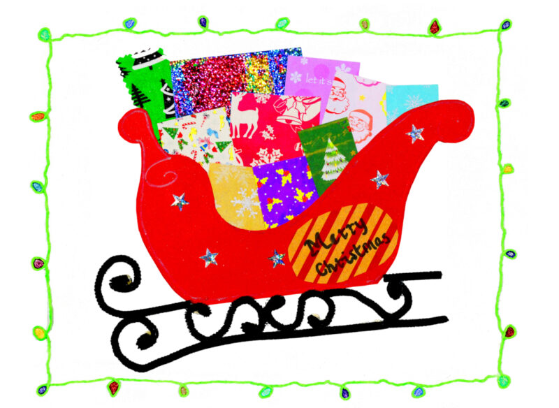 Santa's sledge filled with presents