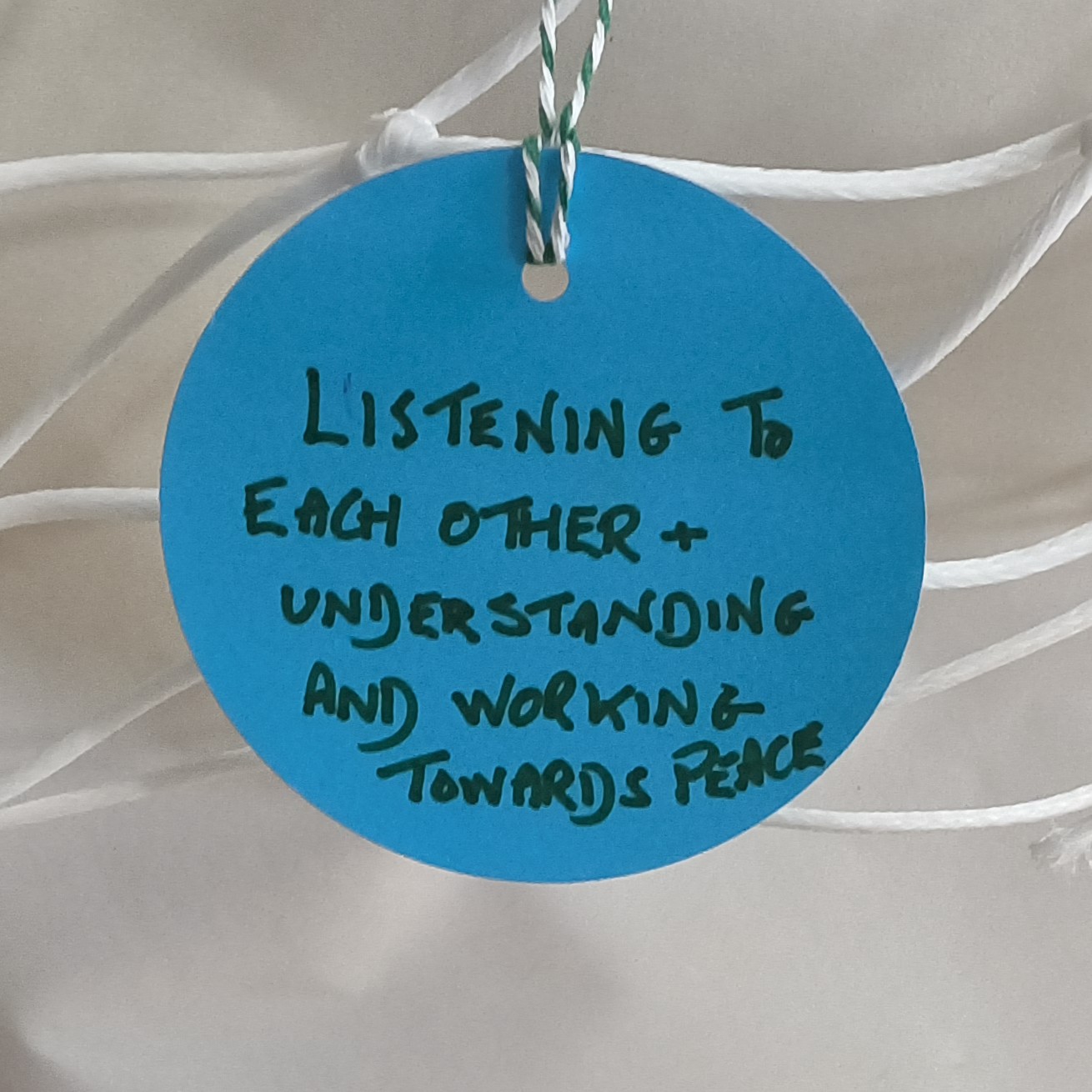 Listening to each other and understanding and working towards peace