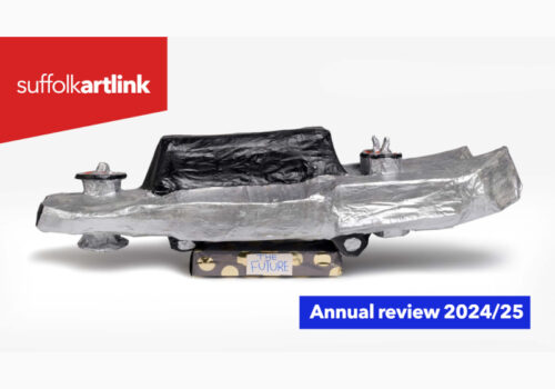 Image 'the car of the future' and text "Suffolk Artlink, annual review 2024 / 2025"