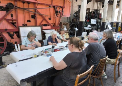 Participants starting to draw