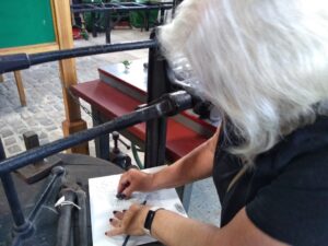 Participant doing a rubbing