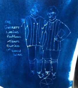 Cyanotype drawing of the Garrett Ladies Football Team