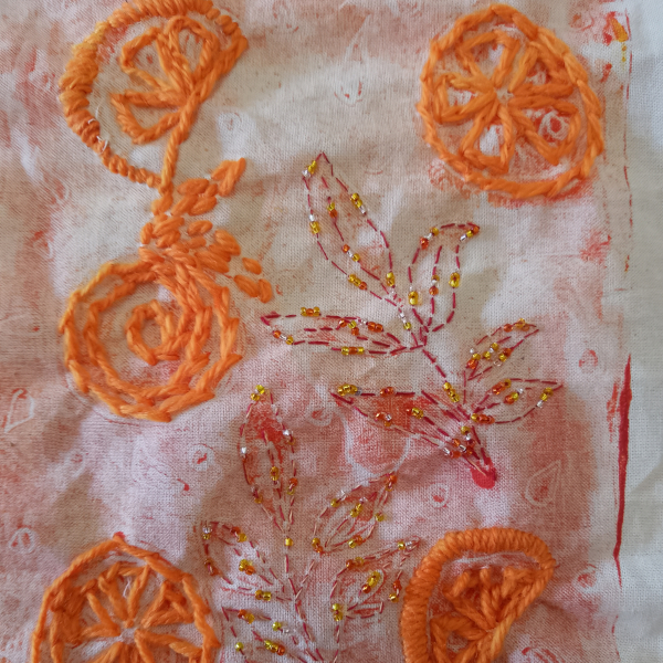 embroidery fruit and flowers